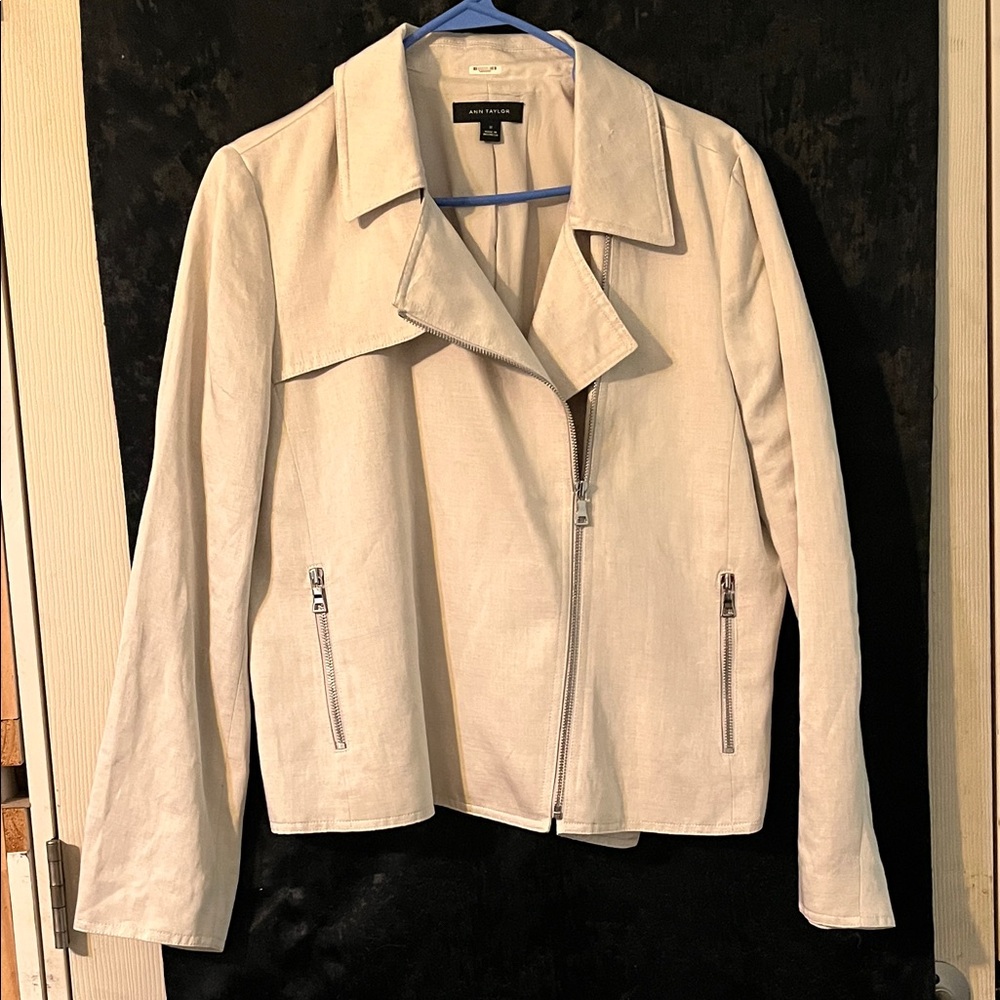 Ann Taylor Women's Cream Leather Jacket